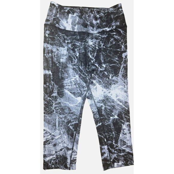 Nike Womens Dri-Fit Black Marble Print Capri Leggings Small - Picture 1 of 8